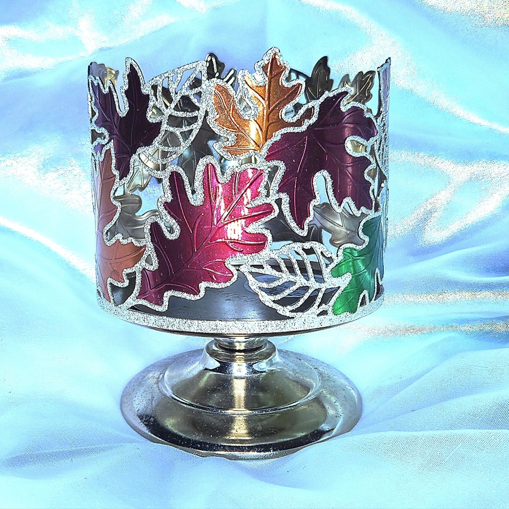 Bath & Body Works New Fall Colorful Leaf 3 Wick Candle Holder